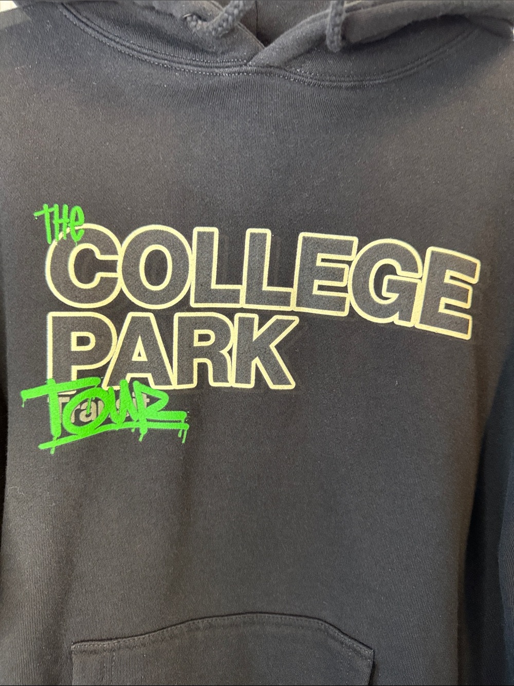 Juicy J College Park Tour Graphic Hoodie - Black with Neon Green Print - Picture 3 of 7